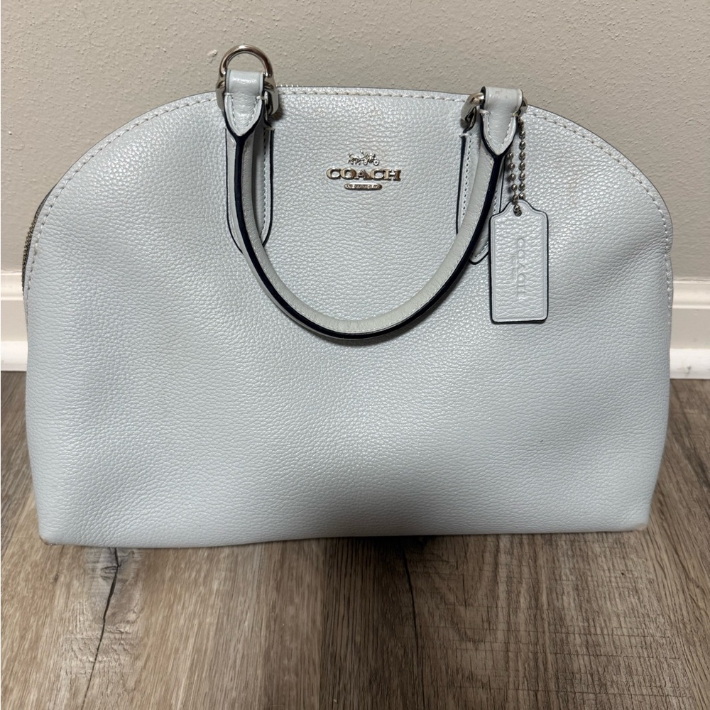 Coach Pebble Leather Satchel in Light Blue